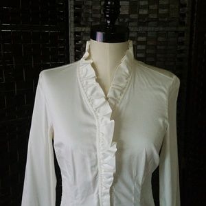 NWOT Banana Republic Ruffle White Shirt